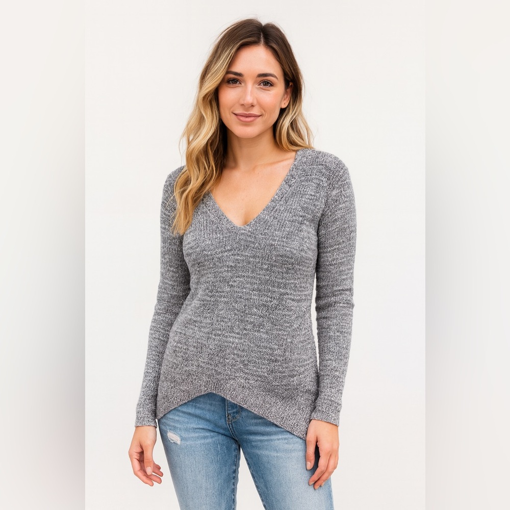 Club Monaco Gray Metallic Open Knit Sweater Sz. XS